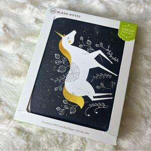 Green Inspired Unicorn Chlorine Free Soy Ink Blank Inside Notecards